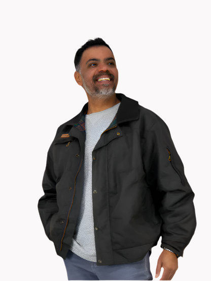 The Rider Men's Oilskin Waterproof Bomber Jacket